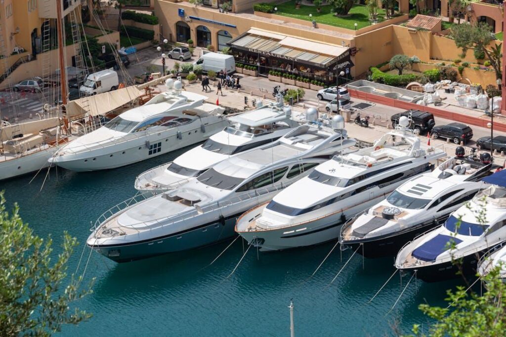 Yachts docked in Palm Beach Marina reflecting consistent boat detailing and cleaning care