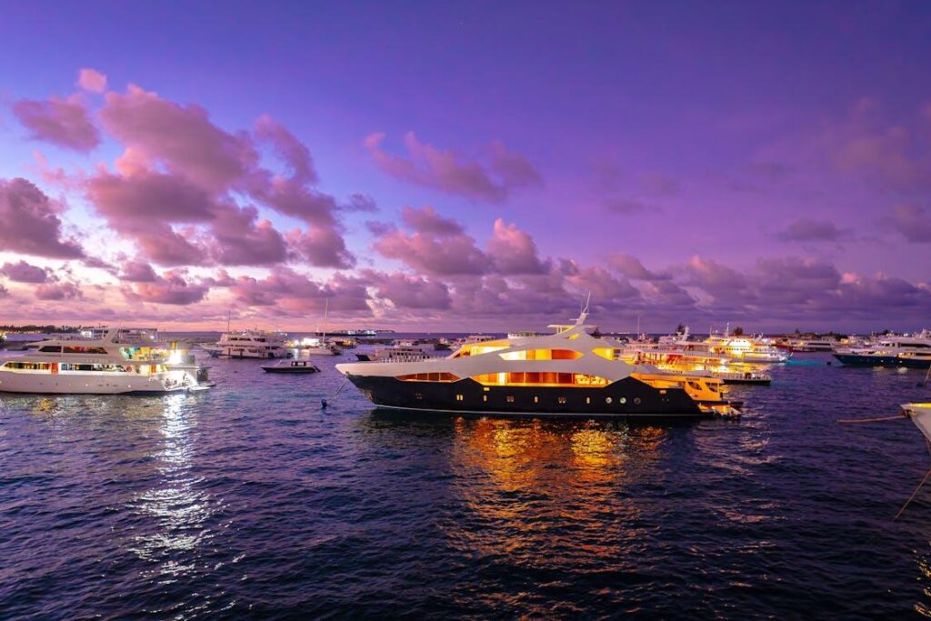 luxury yachts in a marina with polished surfaces and a clean finish